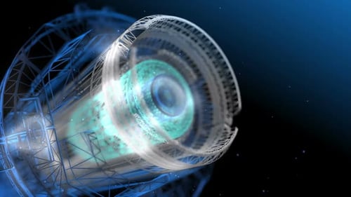 Futuristic Wireframe Tunnel Animation with Glowing Geometric Elements