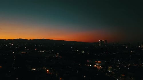 Sunset of Mexico city, buildings night