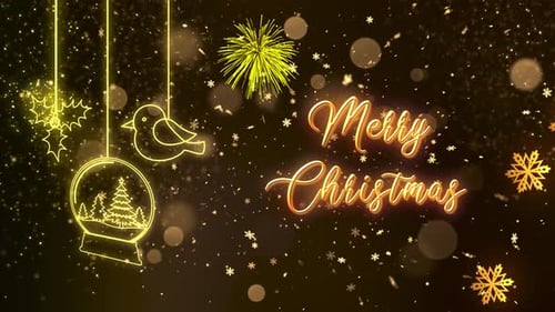 Golden Neon Merry Christmas Greeting Animation