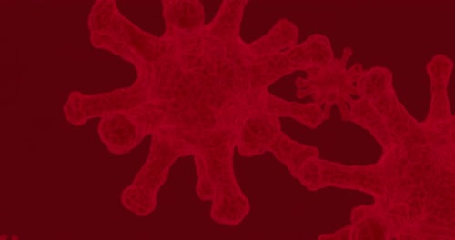 Red Background 3d Simulation of Corona Virus