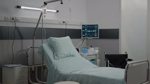 Hospital Ward with Bed and Heart Rate Monitor at Facility