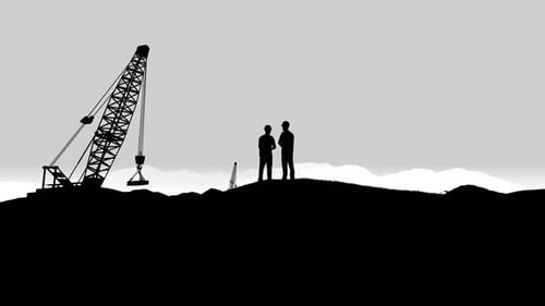 Sitio de construcción de ingenieros civiles de silueta