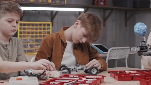 Serious Boy At Robotic Class