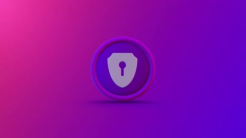 Cybersicherheit Schild Münze Looping Hintergrund 4K