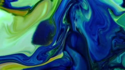 Abstract Fluid Background with Blue, Green, and Yellow Swirls
