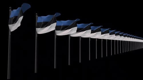 Waving Estonian Flags Row Animation