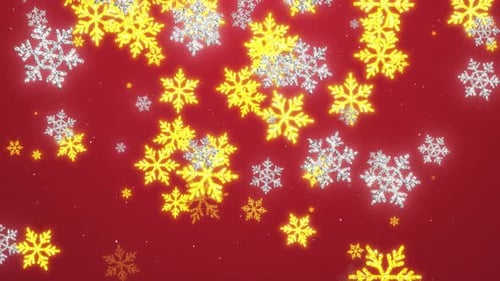 Glowing Golden and Silver Snowflakes Christmas Background