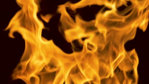 Golden Flames Flickering on a Black Background