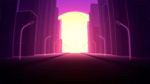 Retro Synthwave City Drive with Neon Glow