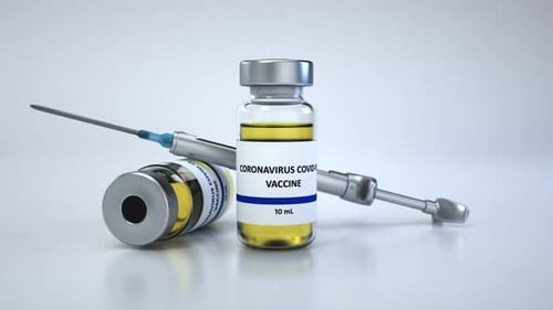 COVID-19 Vaccine and Syringe Rotating 3D Animation