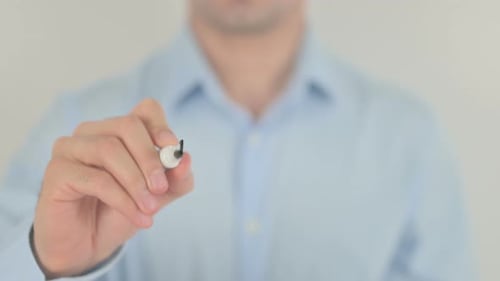 Mission, Man Writing on Transparent Glass Screen