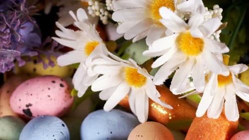 Decorated Easter Eggs and Carrots for Easter