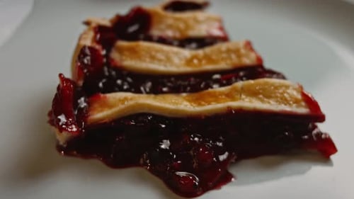 Delicious Slice of Cherry Pie with Lattice Crust