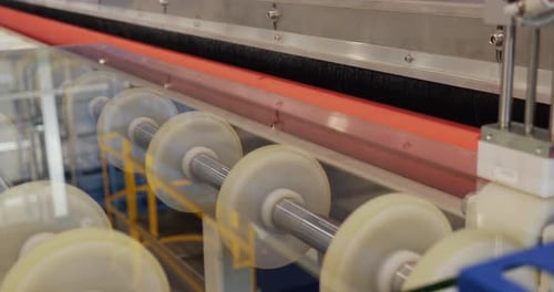 Glass Moving Through Production Line Machine