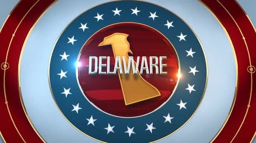 Animated 3D Patriotic Emblem Revealing Delaware State