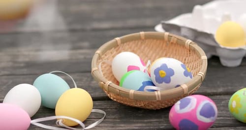 Colorful Easter holiday egg at outdoor