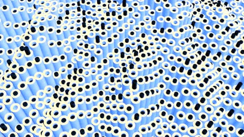 Abstract Waving Blue Cylinders Geometric Background Loop