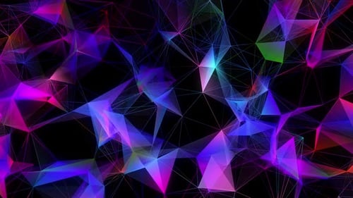 Multicolored geometrical shapes against black background