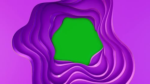 Abstract Fluid Purple Wave Layers Green Screen Background