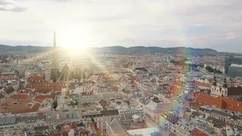 Vienna City Skyline Aerial Shot. AERIAL View of Vienna. St. Stephen's Cathedral and Cityscape City