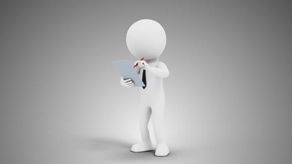 3D Man Making Notes Loop With Alpha, Miscellaneous Motion Graphics ft ...
