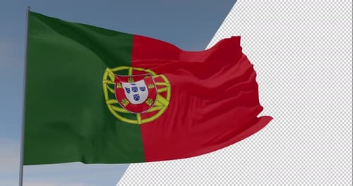 Realistic Waving Portugal Flag Animation with Alpha Channel