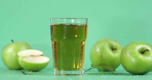 Green Apples and Fresh Apple Juice Still Life