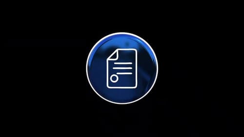 3D Glossy Blue Document Icon Rotating Seamlessly