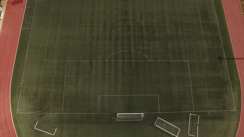 Aerial View of Empty Sports Field and Running Track