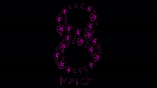 Neon Glowing Floral 8 March Celebration Title Animation