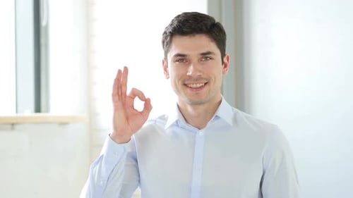 Okay Satisfied Man in Office Indoor