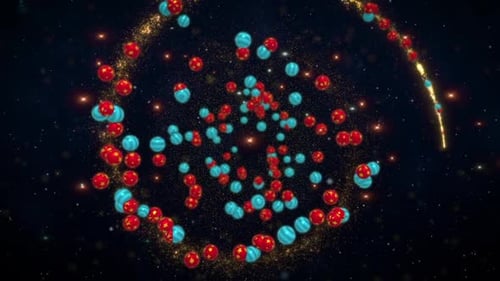 Festive Golden Spiral of Red and Blue Orbs