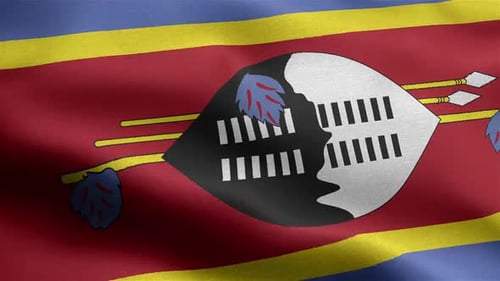 Waving Flag of Eswatini Animated with Realistic Fabric Texture