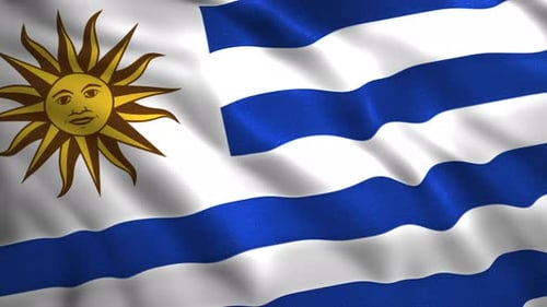 Realistic Waving Flag of Uruguay