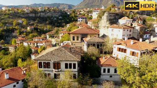 Aerial View of Historic Turkish Town and Architecture