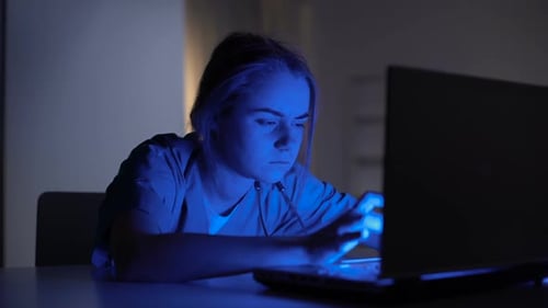 Overworked Intern Working on Project During Night Shifts in Hospital, Education