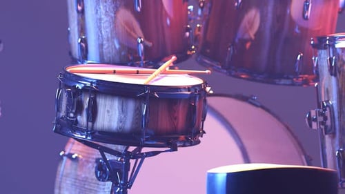 Animated 3D Drum Kit Build-Up with Cinematic Lighting