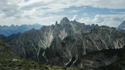 Aerial View of Auronzo Di Cadore of Cadini Di Misurina Mountains Group in Dolomites Italy Part of