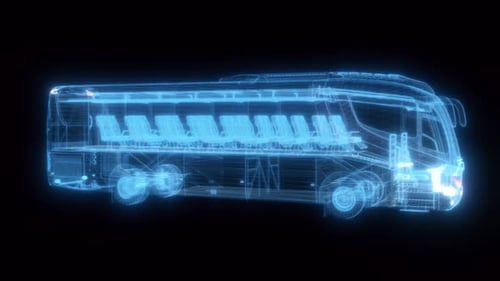 Escaneo 3D de Travel Buss Hud Hologram 4k