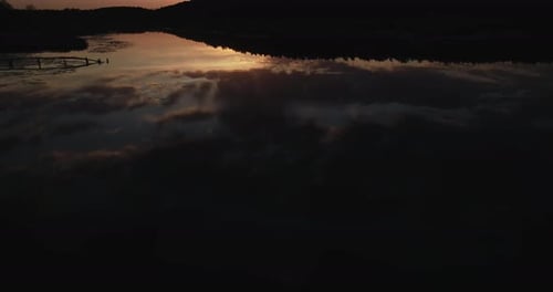 Beautiful Sunset On The Lake In Ukraine Moving Backwards