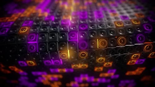 Neon Colorful Random Tiled Speakers Waving Seamless Loop 2