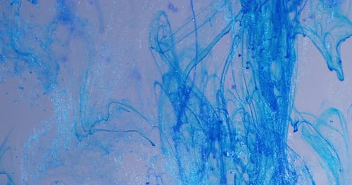 Colored Drops Flowing Down, Abstract Slow Motion Background, Shimmer Dust