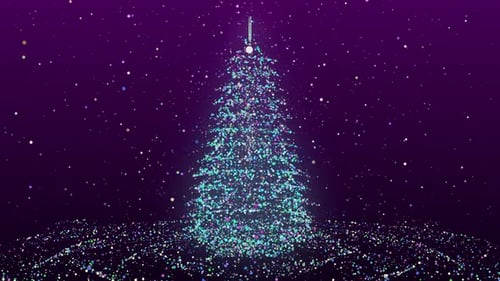 Sparkling Particle Christmas Tree with Falling Snow Animation