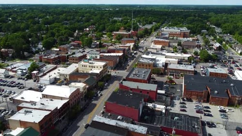 Delaware, Ohio, downtown, aerial drone