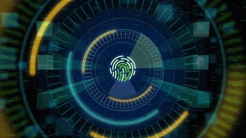 Futuristic Fingerprint Scan HUD Interface Animation