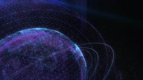 Abstract Futuristic Digital Sphere Particle Network Animation