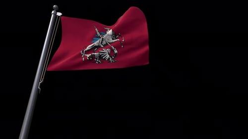 Realistic 3D Waving Flag of Moscow City Emblem