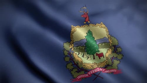 Realistic Waving Vermont State Flag in Seamless Motion
