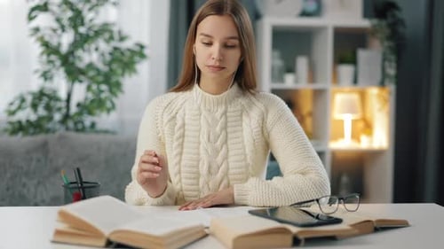 Girl Studying At Home, Taking Notes