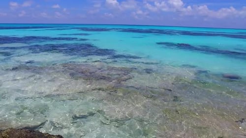 Close up seascape of luxury coast beach holiday by blue ocean